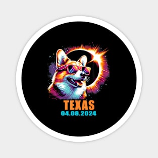 Texas Total Solar Eclipse 2024 Corgi Dog Magnet